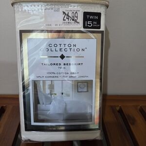 Cotton Collection Cream Color Bedskirt - Twin 15in Drop NEW